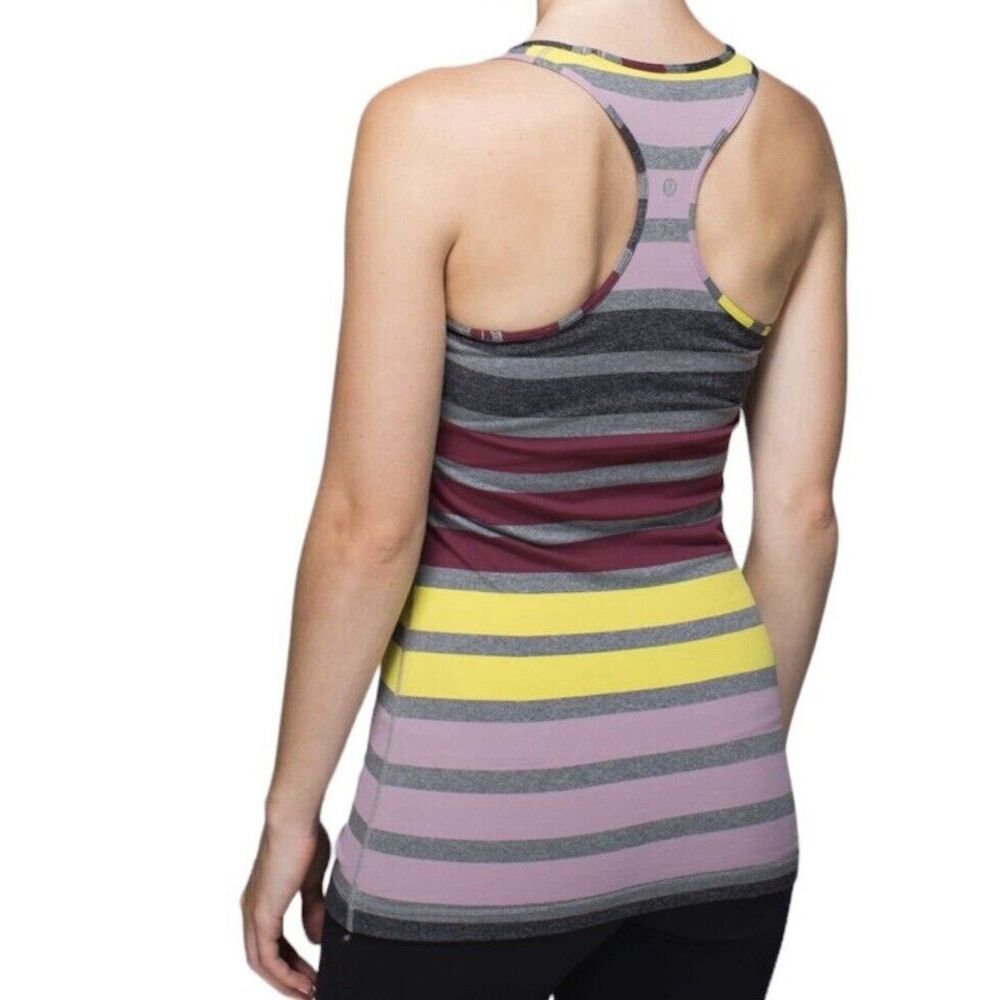 LULULEMON RACERBACK TANK CRB IN triplet twin stripe mauvelous heathered slate 8